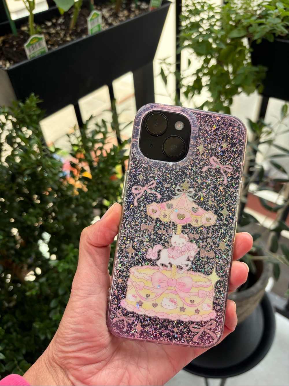 Like New Pink Glitter Hello Kitty Unicorn Phone Case for iPhone 15